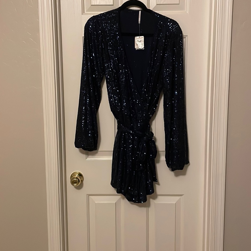NWT FREE PEOPLE Christa Romper in Navy Blue